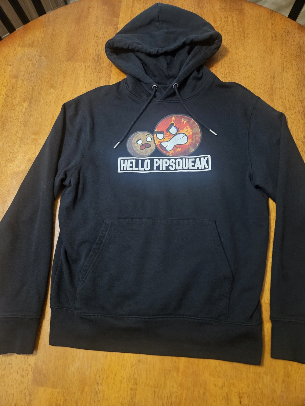 Hello Pipsqueak Black Graphic Pullover Hoodie